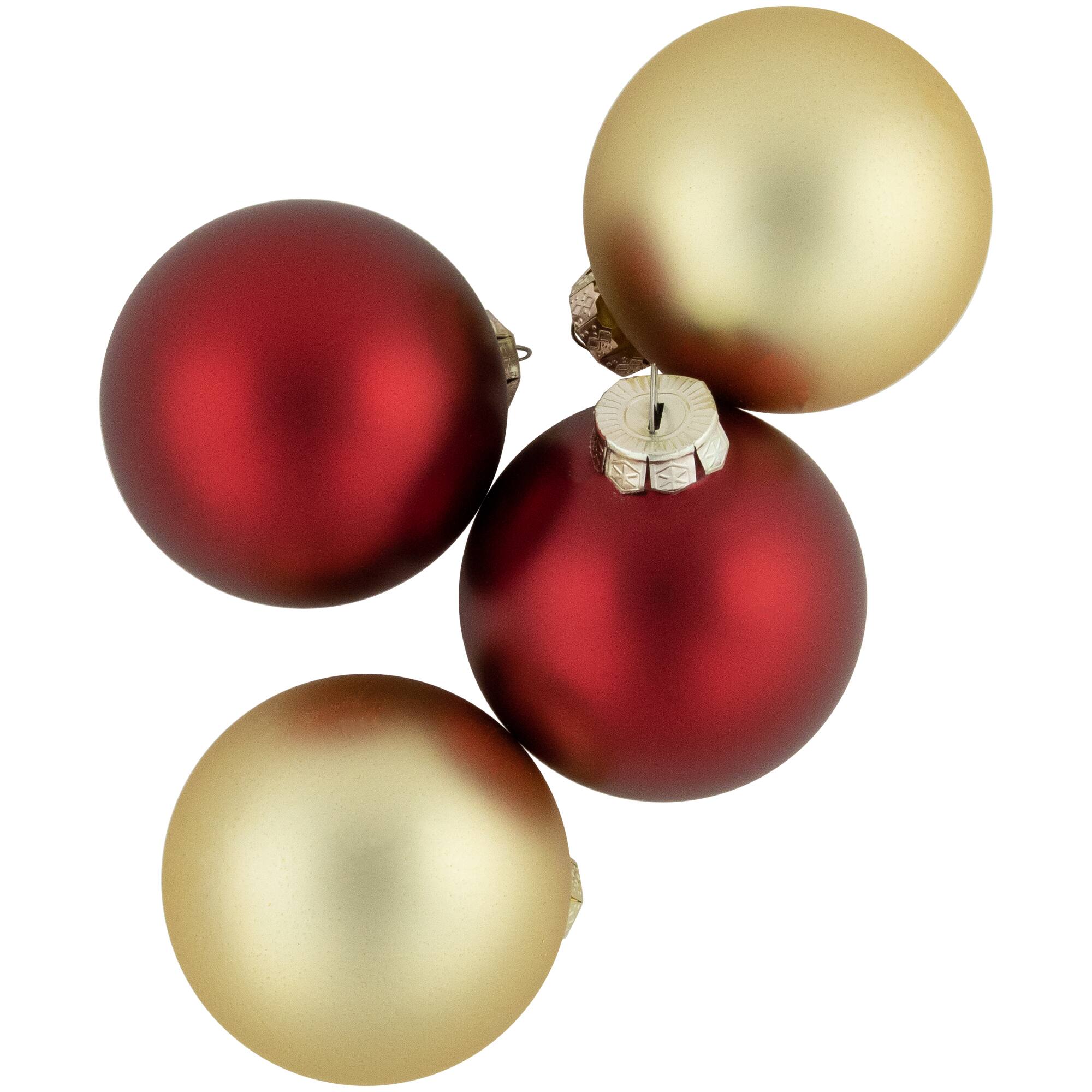 72ct. 4" Red & Gold Matte Glass Ball Ornaments